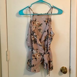 Taupe Wrap-Style Top